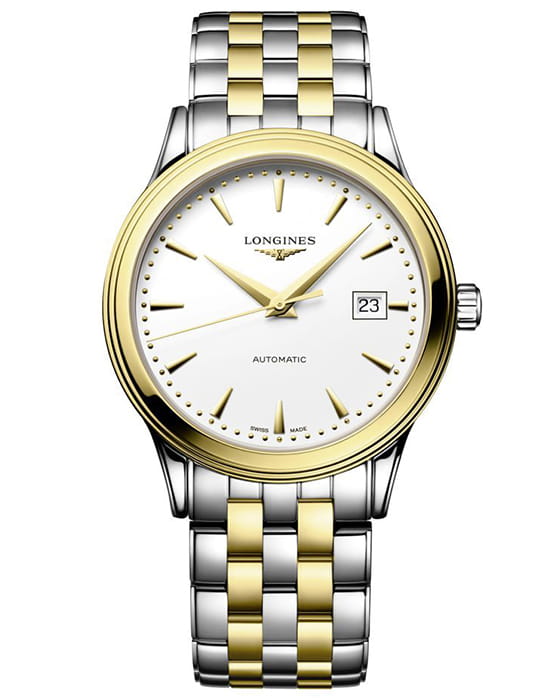 Longines Longines Flagship L4.984.3.17.7  L49843177 механические женские часы белый циферблат, браслет нержавеющая сталь с pvd-покрытием — вид спереди