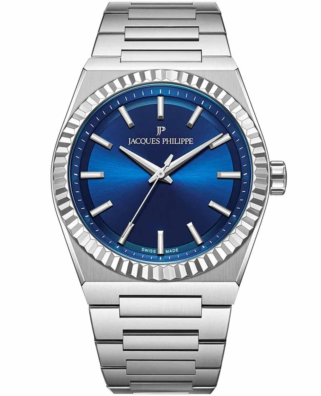Jacques Philippe Jacques Philippe Borealis JPQGC571336  JPQGC571336 кварцевые мужские часы синий циферблат, браслет нержавеющая сталь 316l — вид спереди