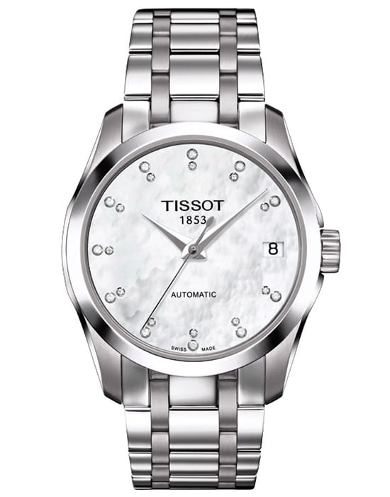 Tissot Tissot Couturier Automatic Lady T035.207.11.116.00 Couturier T0352071111600 механические женские часы серебристый циферблат, браслет нержавеющая сталь — вид спереди