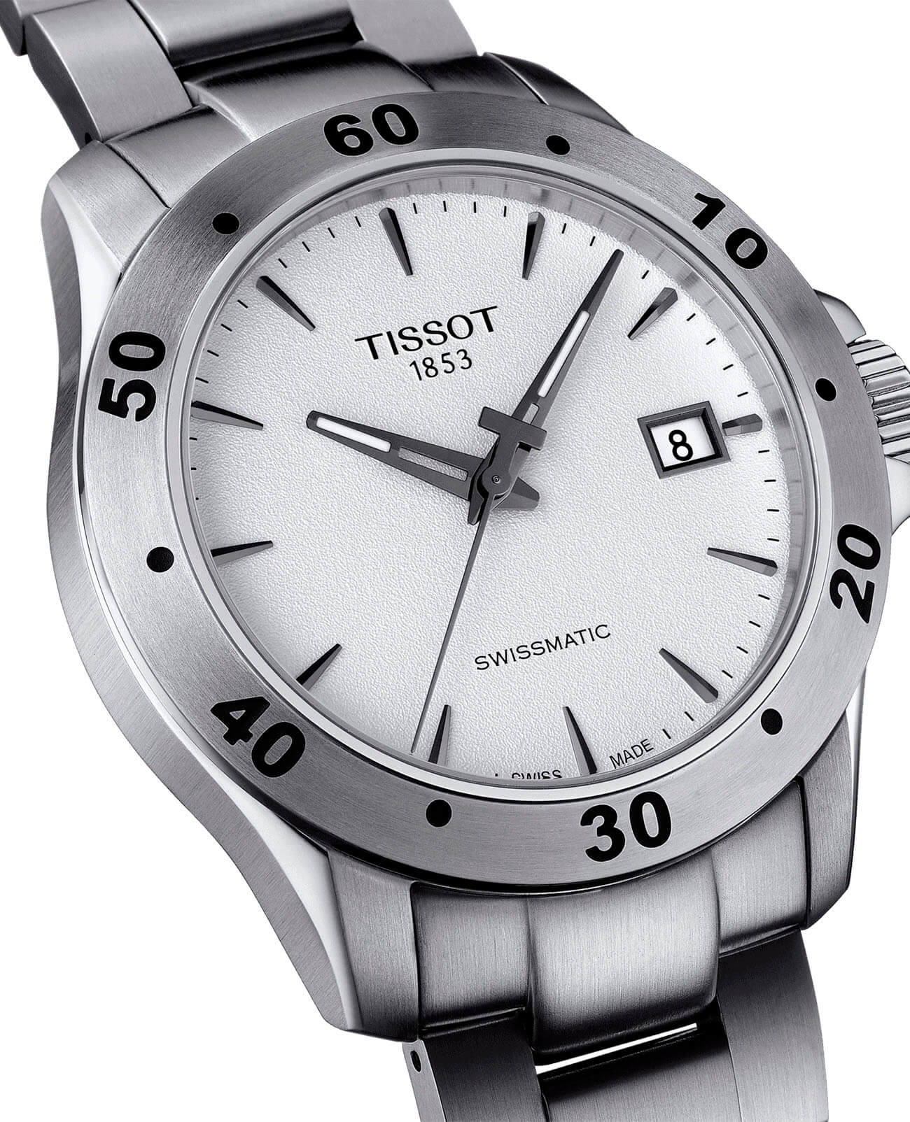 Tissot Tissot V8 Swissmatic T106.407.11.031.01, t-sport швейцария мужские часы на браслете нержавеющая сталь боковой вид