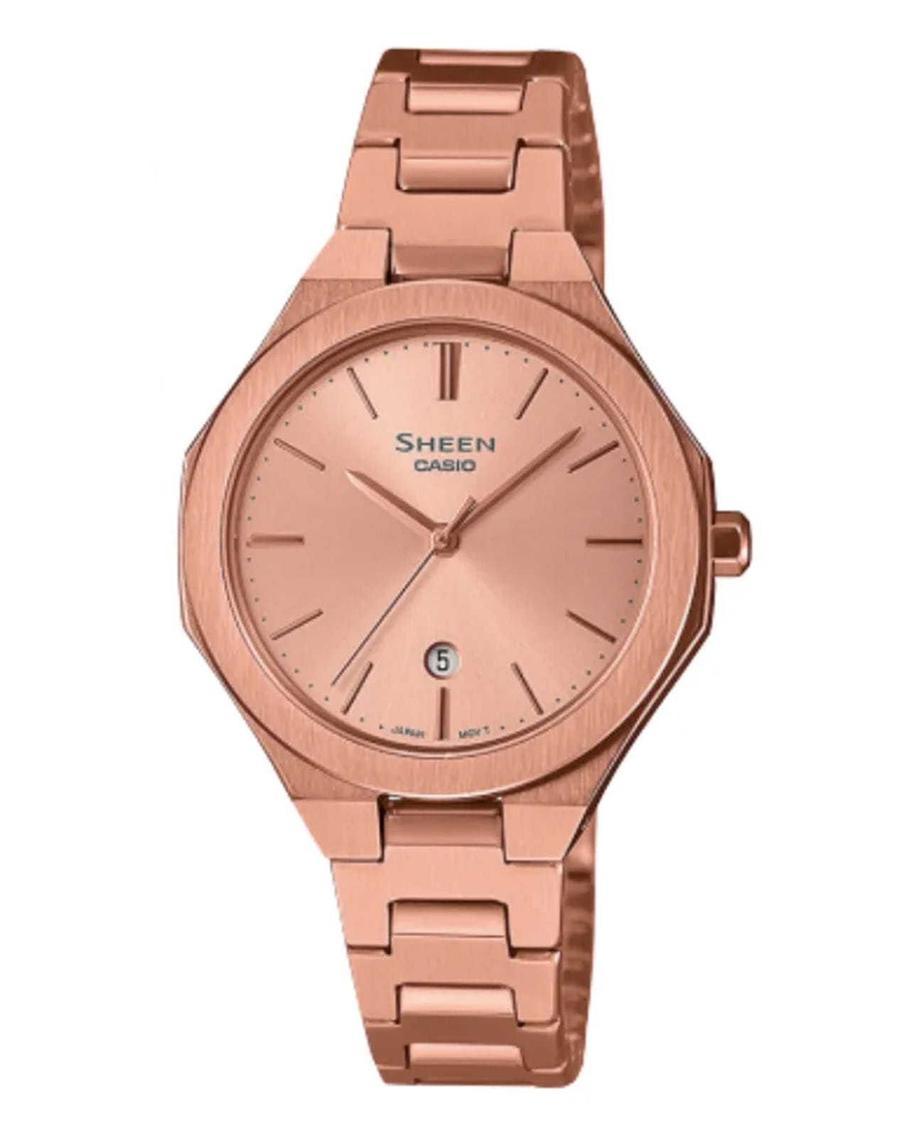 Casio Casio Sheen SHE-4563PG-4AUDF  SHE-4563PG-4AUDF кварцевые женские часы золотой циферблат, браслет нержавеющая сталь с ip-покрытием — вид спереди