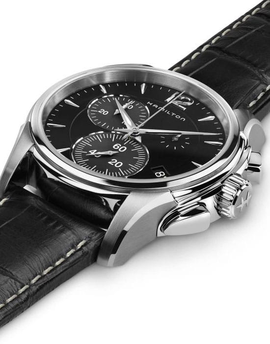 Hamilton Hamilton Jazzmaster Chrono Quartz H32612731, jazzmaster швейцария мужские часы на браслете кожаный боковой вид