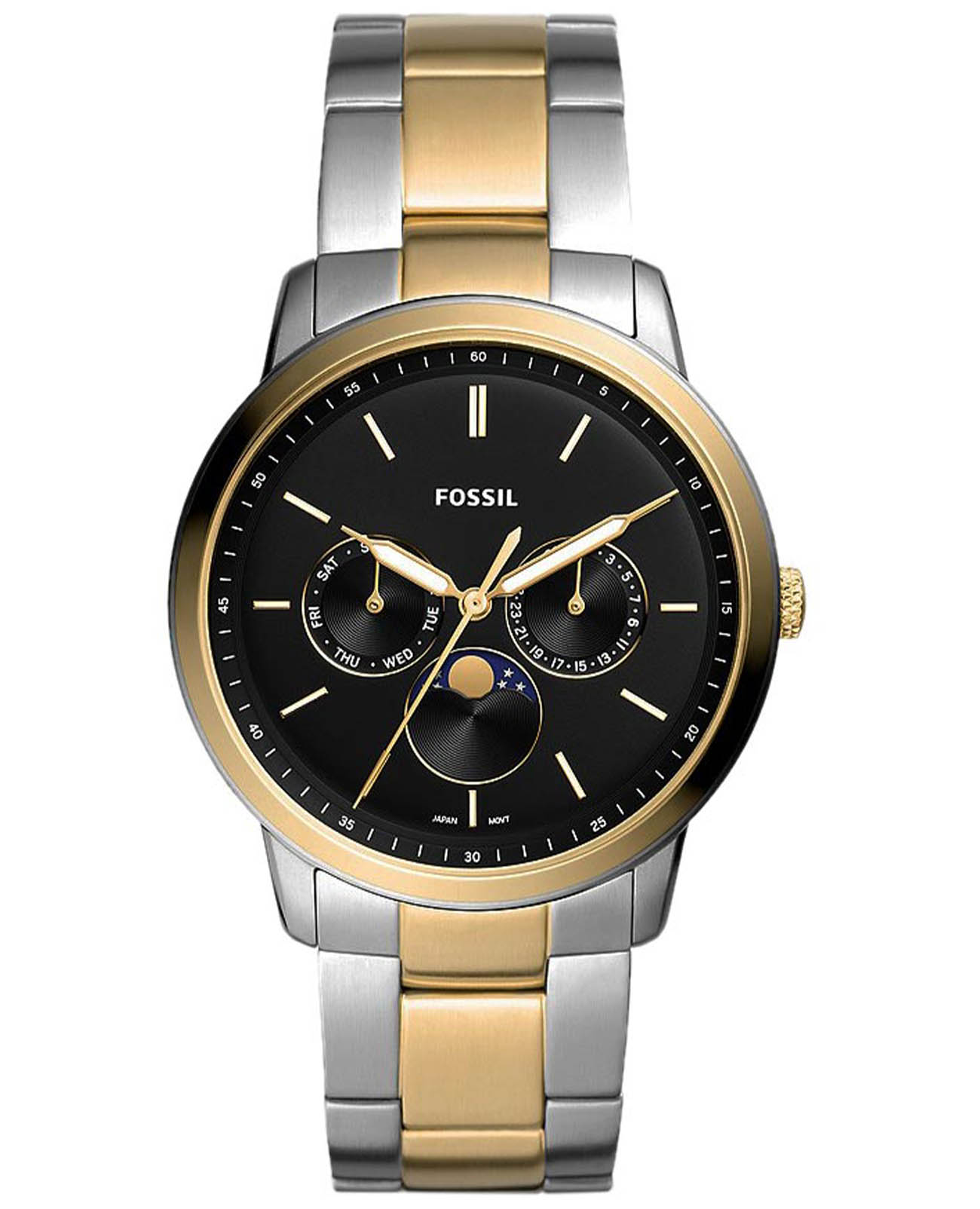 Fossil Fossil Neutra FS5906  FS5906 кварцевые мужские часы черный циферблат, браслет сталь с ip покрытием — вид спереди
