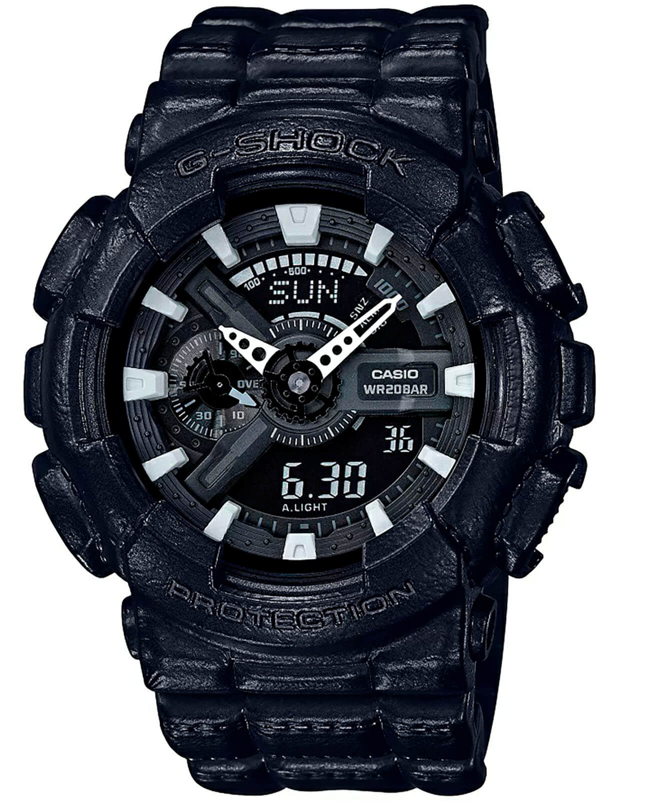 Casio Casio G-Shock GA-110BT-1A GA-110 GA-110BT-1A электронные мужские часы черный циферблат, браслет пластик — вид спереди