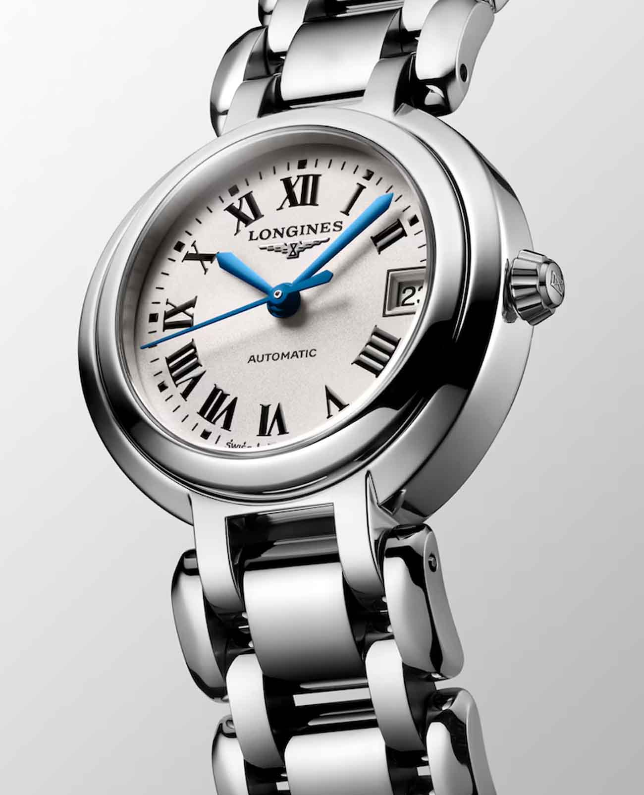 Longines Longines PrimaLuna L8.111.4.71.6, primaluna швейцария женские часы на браслете нержавеющая сталь боковой вид