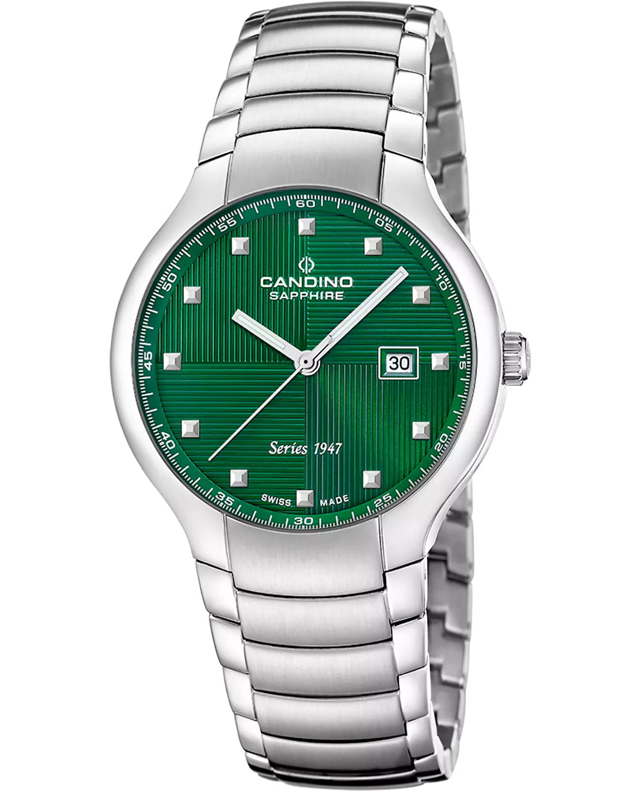Candino Candino Swiss C4792/2  C4792/2 кварцевые мужские часы зеленый циферблат, браслет нержавеющая сталь — вид спереди