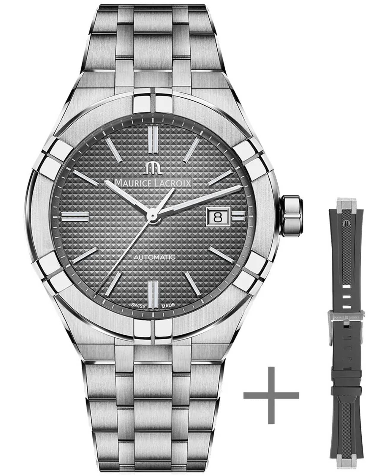 Maurice Lacroix Maurice Lacroix Aikon Automatic AI6008-SS00F-230-A  AI6008-SS00F-230-A механические мужские часы серебристый циферблат, браслет нержавеющая сталь — вид спереди