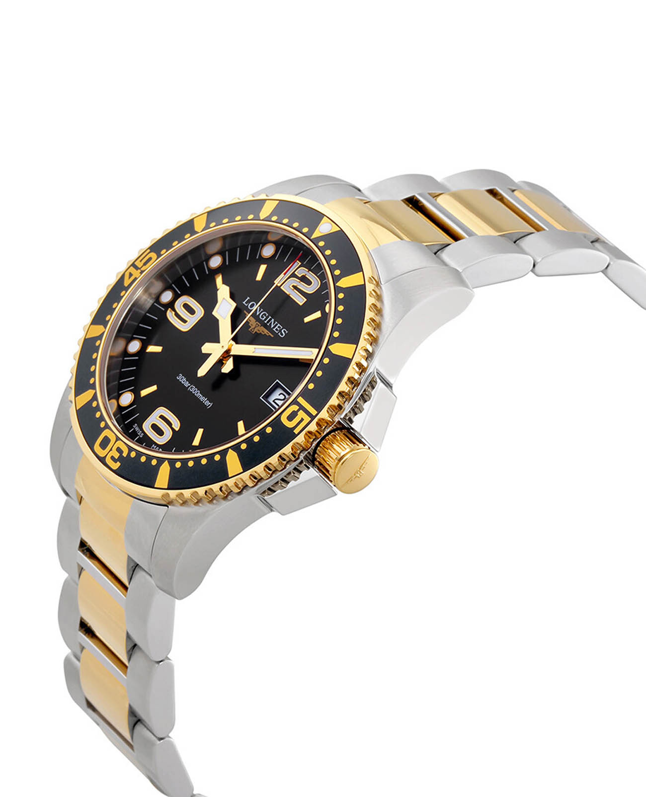 Longines Longines Hydroconquest L3.740.3.56.7, hydroconquest швейцария мужские часы на браслете сталь c pvd покрытием боковой вид