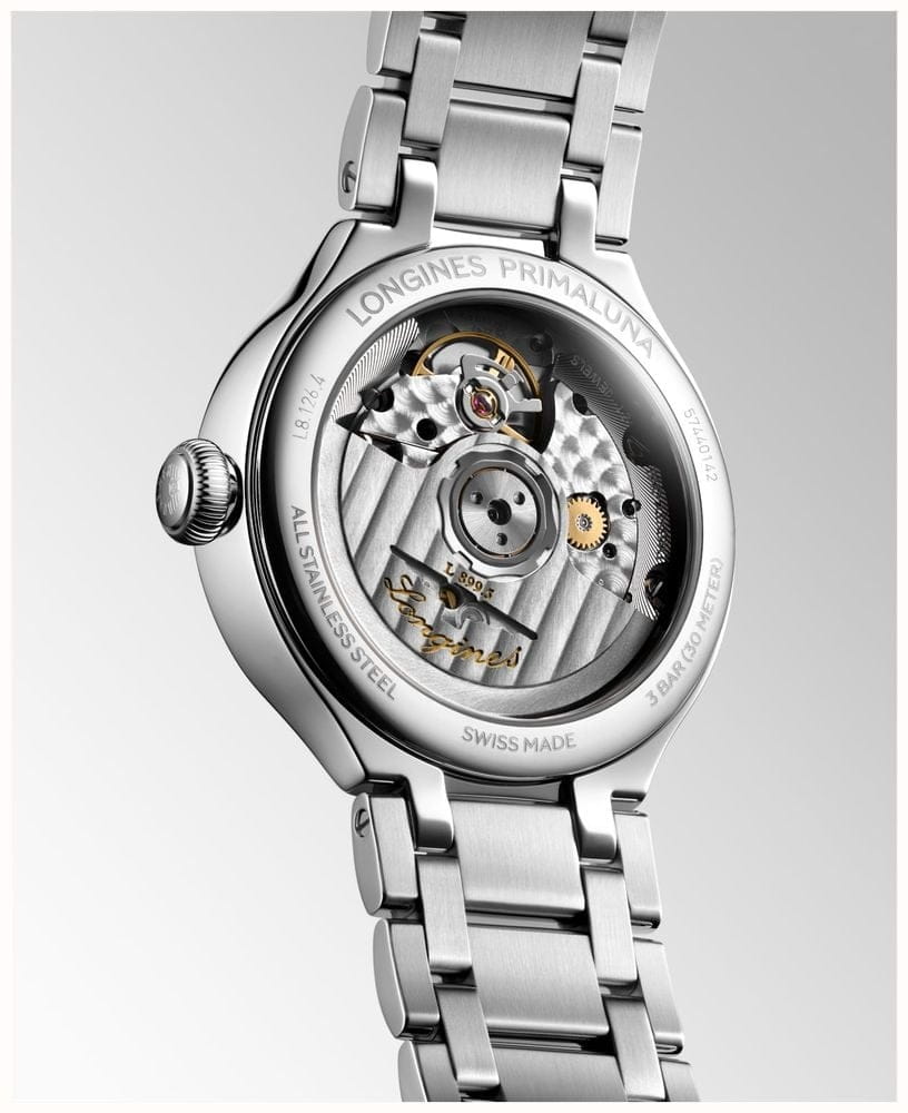 Longines Longines Elegance PrimaLuna L8.126.4.87.6, primaluna швейцария женские часы на браслете нержавеющая сталь боковой вид