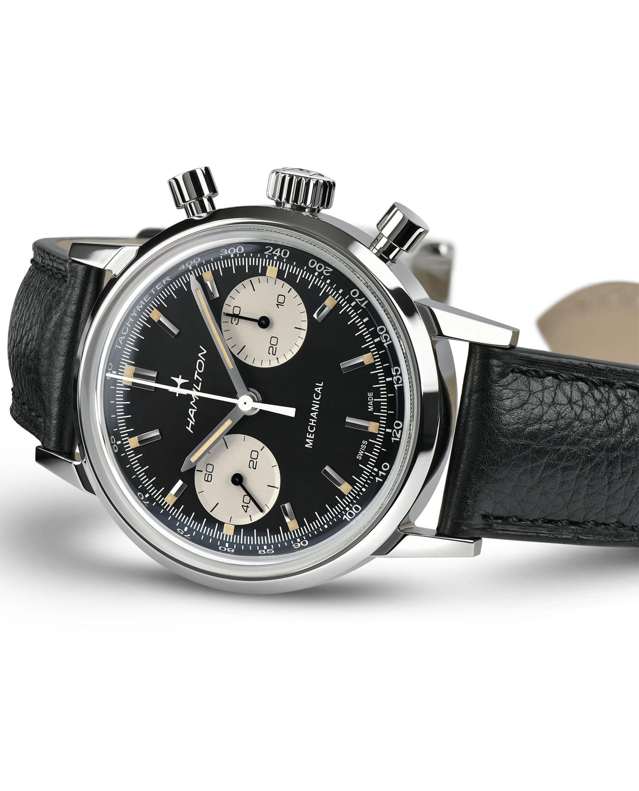 Hamilton Hamilton American Classic Intra-Matic Chronograph H H38429730 механические мужские часы часы крупный план черный циферблата