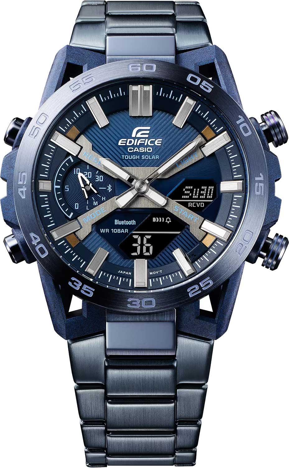 Casio Casio Edifice ECB-2000CB-2A, edifice япония мужские часы на браслете нержавеющая сталь с pvd-покрытием боковой вид