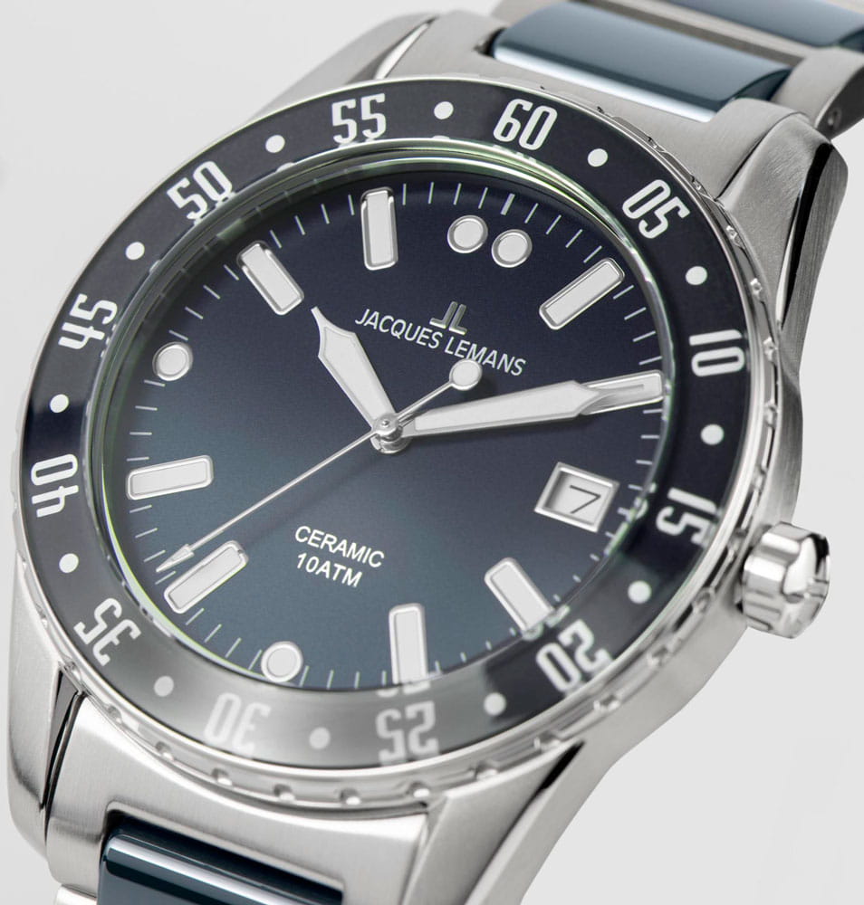 Jacques Lemans Jacques Lemans High Tech Ceramic 42-10B кварцевые мужские часы часы крупный план синий циферблата