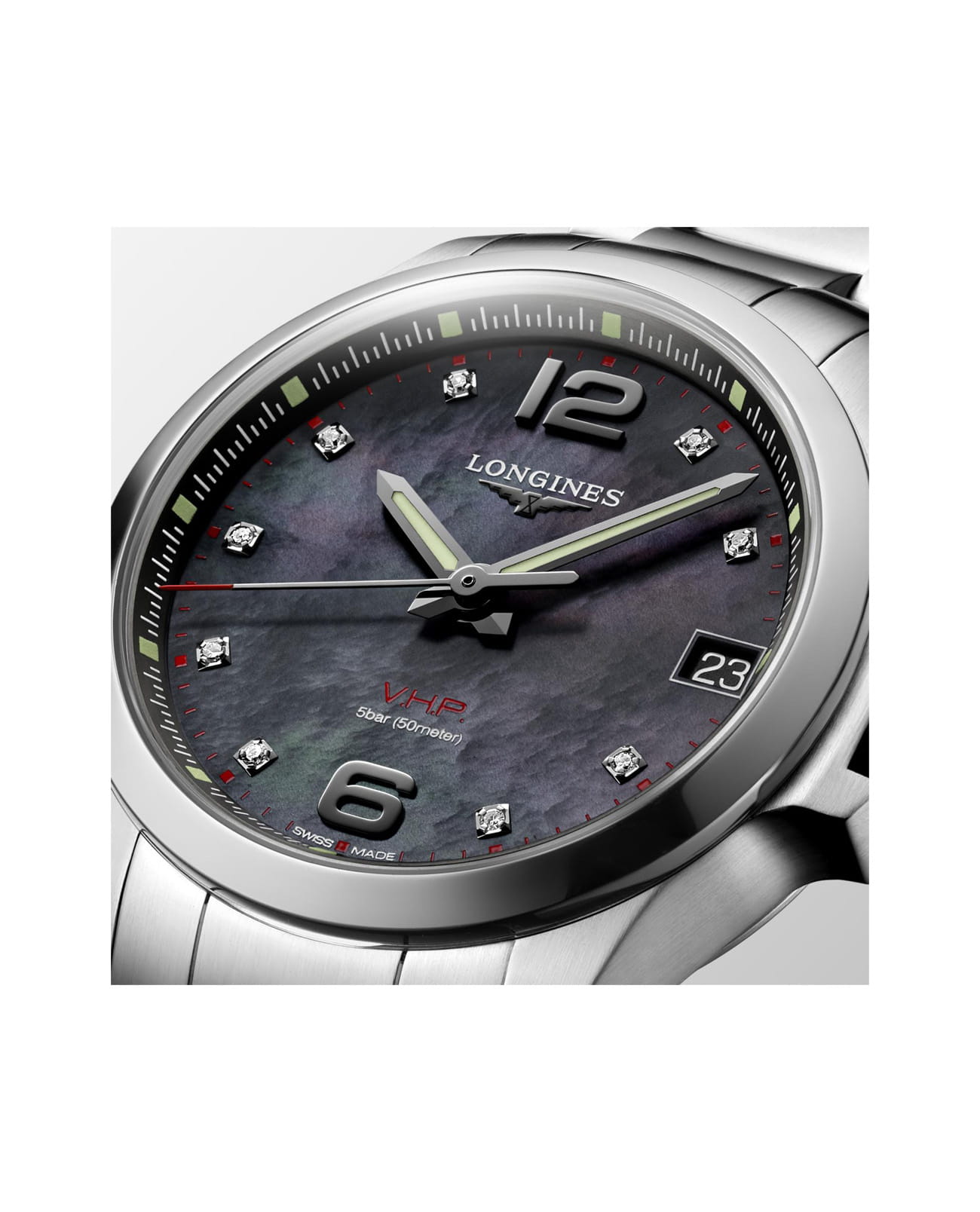 Longines Longines Conquest V.H.P. L3.316.4.88.6 женские часы черный циферблат на запястье