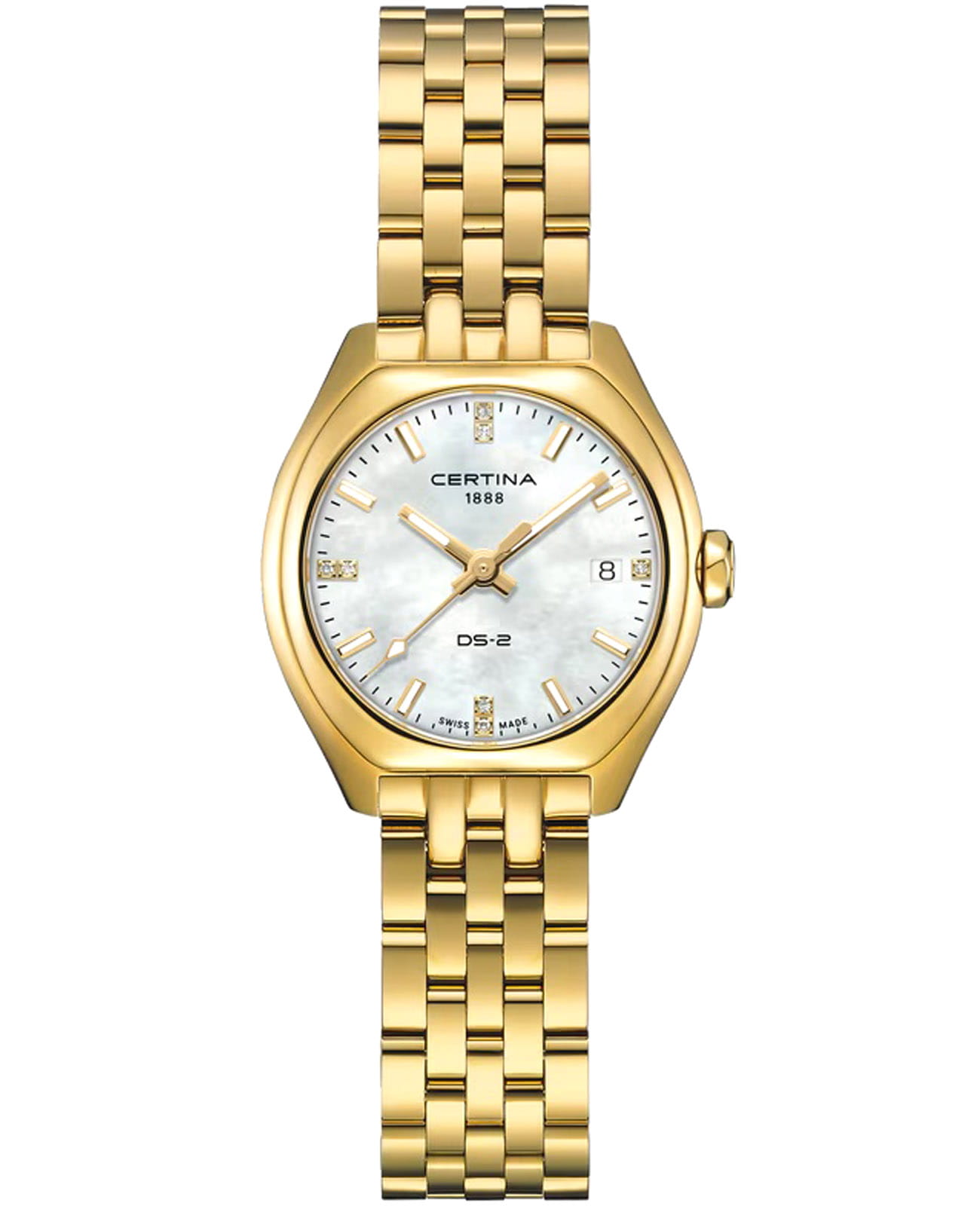 Certina Certina DS-2 Lady C049.210.33.116.00  C0492103311600 кварцевые женские часы перламутровый циферблат, браслет нержавеющая сталь с pvd-покрытием — вид спереди