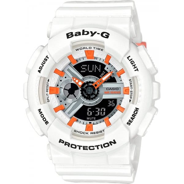 Casio Casio Baby-G BA-110PP-7A2  BA-110PP-7A2 кварцевые женские часы черный циферблат, браслет пластик — вид спереди