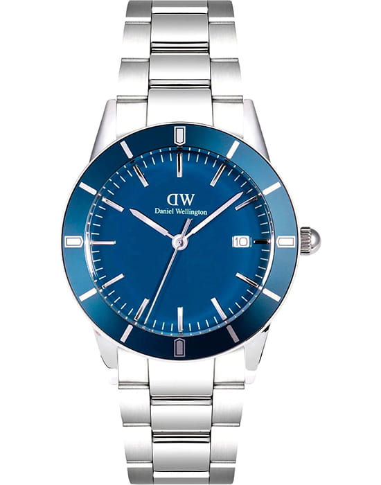 Daniel Wellington Daniel Wellington Iconic Paradigma Link Blue Enamel Silver DW00100820  DW00100820 кварцевые мужские часы синий циферблат, браслет нержавеющая сталь — вид спереди