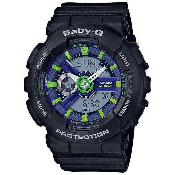 Casio Casio Baby-G BA-110PP-1A  BA-110PP-1A кварцевые женские часы синий циферблат, браслет пластик — вид спереди
