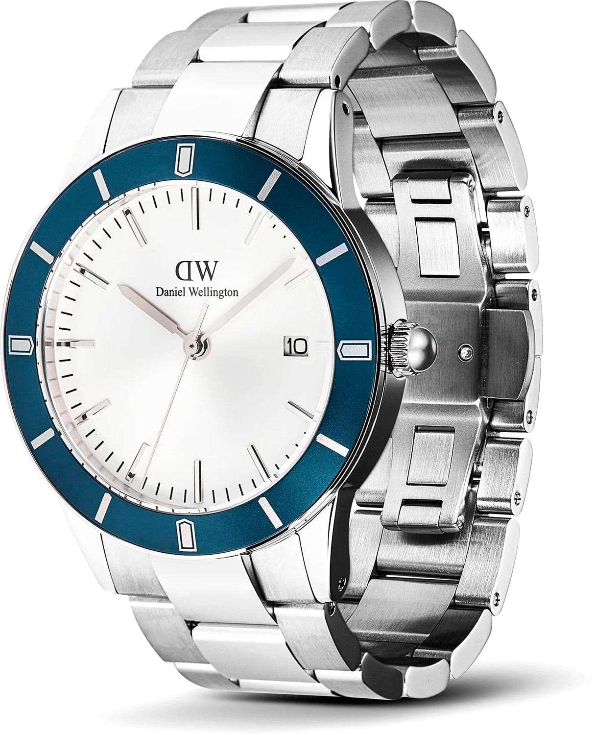 Daniel Wellington Daniel Wellington Iconic Paradigma Link Blue Bezel Silver DW00100818, iconic швеция мужские часы на браслете нержавеющая сталь боковой вид