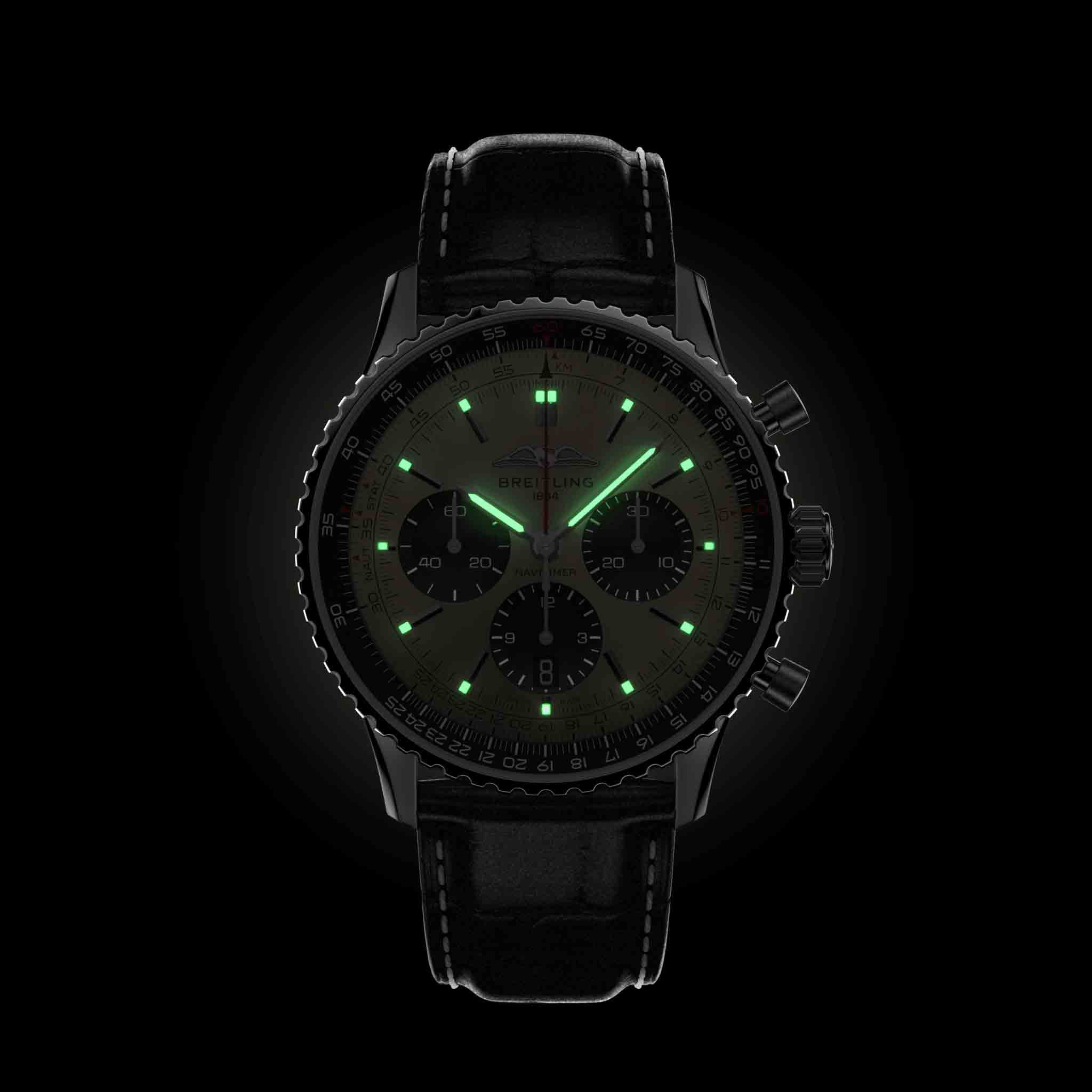 Breitling Breitling Navitimer B01 Chronograph 43 AB0138241K1P1, navitimer швейцария мужские часы на браслете кожаный боковой вид