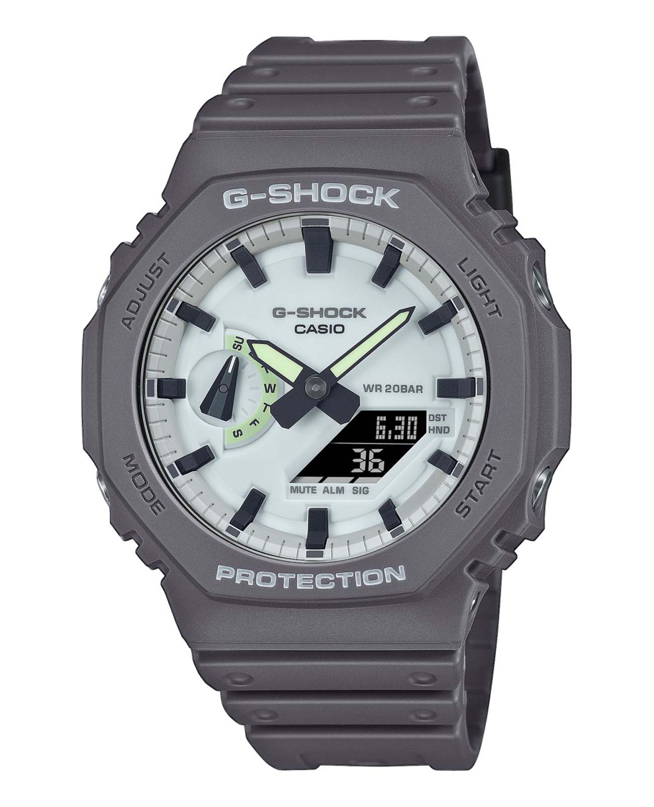 Casio Casio G-Shock GA-2100HD-8ADR (GA-2100HD-8A) GA-2100 GA-2100HD-8ADR электронные мужские часы серый циферблат, браслет полимер — вид спереди