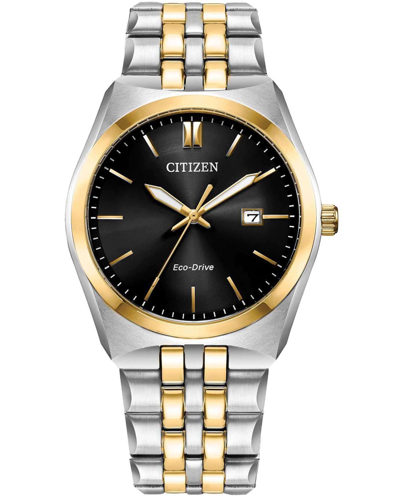 Citizen Citizen Eco-Drive BM7334-58E  BM7334-58E кварцевые мужские часы черный циферблат, браслет нержавеющая сталь с ip-покрытием — вид спереди