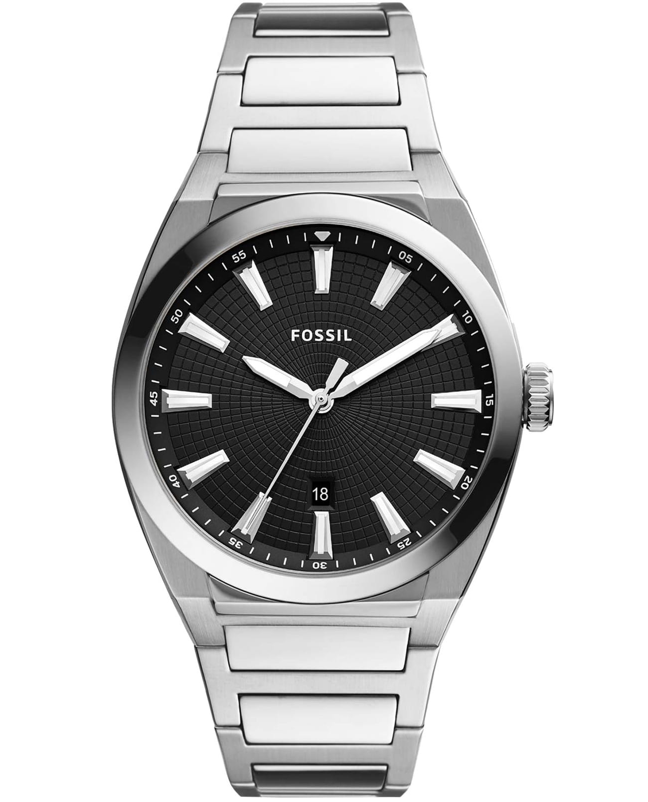 Fossil Fossil FB-02  FS5821  FS5821 кварцевые мужские часы черный циферблат, браслет нержавеющая сталь — вид спереди