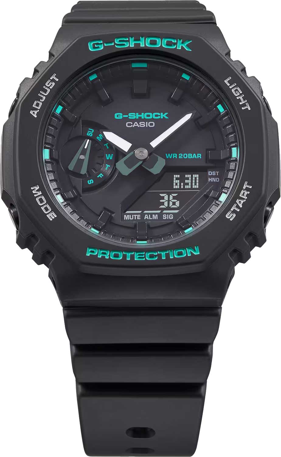 Casio Casio G-Shock GMA-S2100GA-1ADR (GMA-S2100GA-1A) электронные женские часы часы крупный план черный циферблата