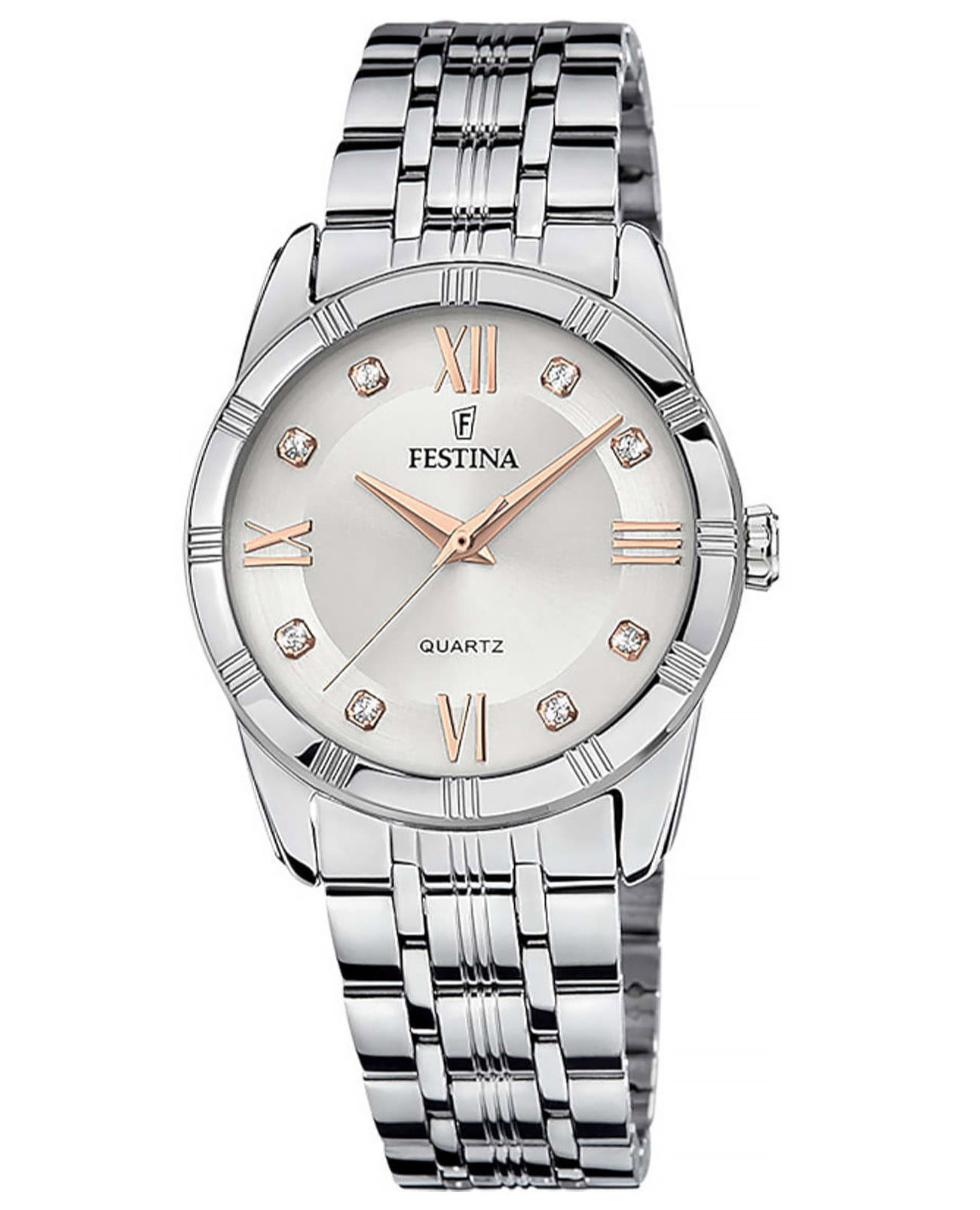Festina Festina Mademoiselle F16940/B  F16940/B кварцевые женские часы серебристый циферблат, браслет нержавеющая сталь 316l — вид спереди