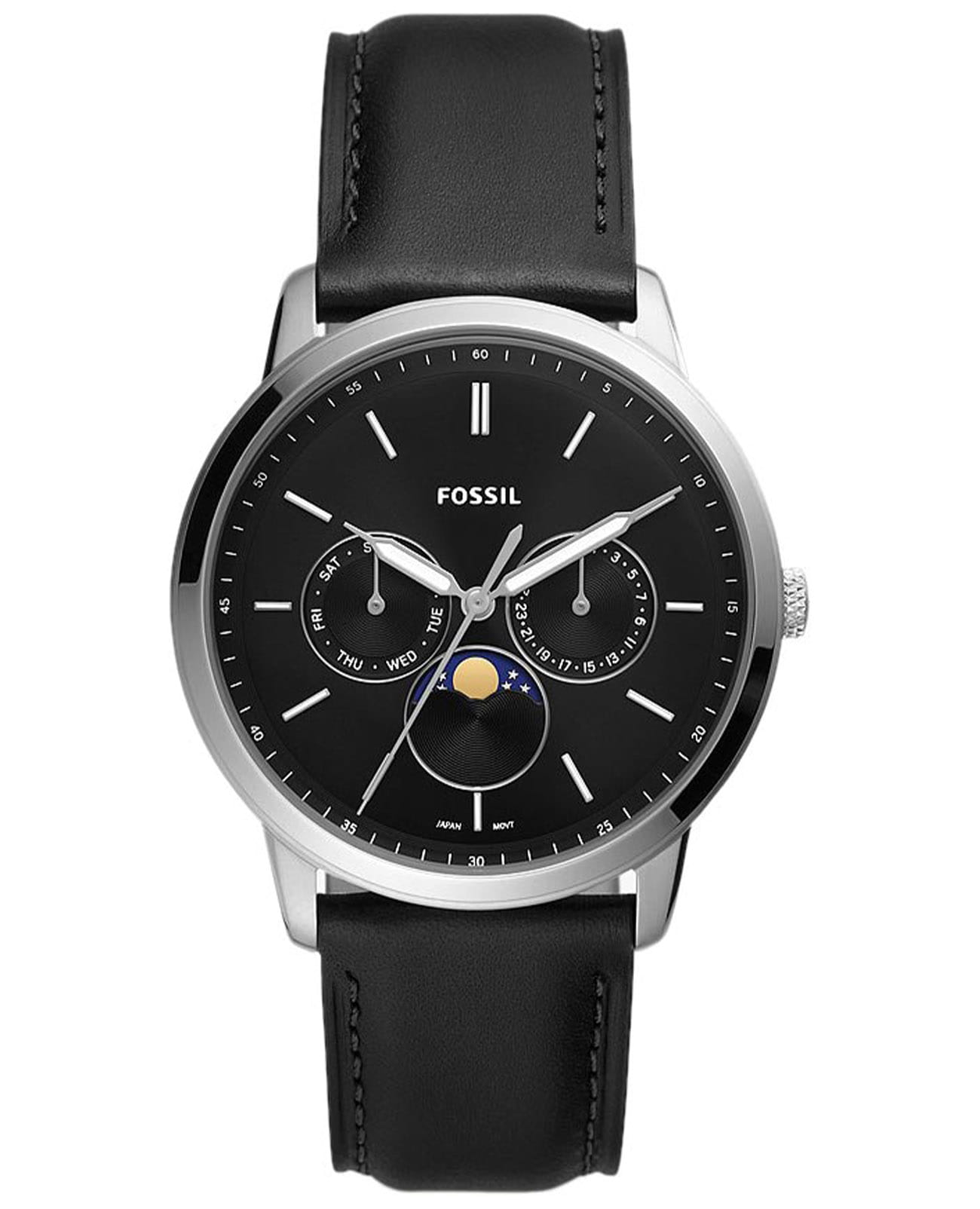Fossil Fossil Neutra FS5904  FS5904 кварцевые мужские часы черный циферблат, браслет кожаный — вид спереди