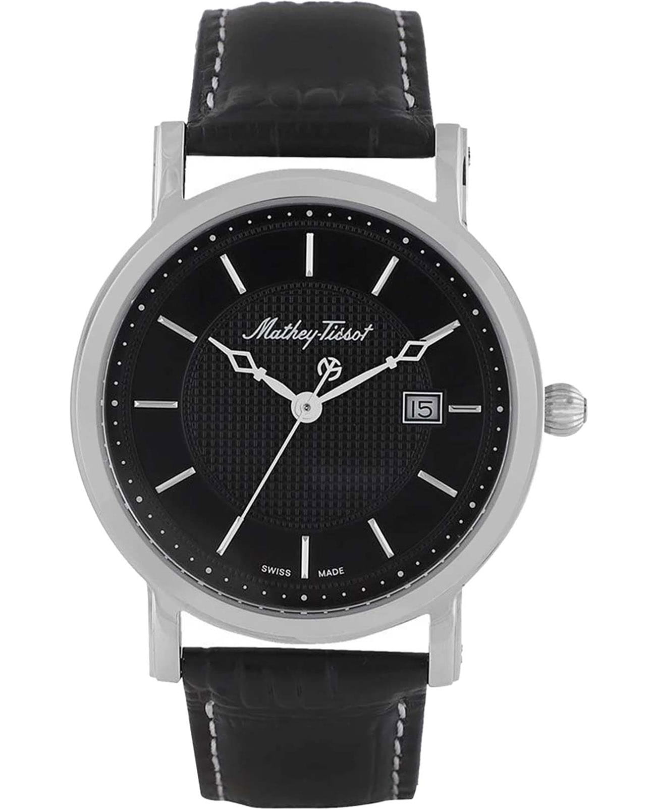 Mathey-Tissot Mathey-Tissot City Leather HB611251AN  HB611251AN кварцевые мужские часы черный циферблат, браслет кожаный — вид спереди