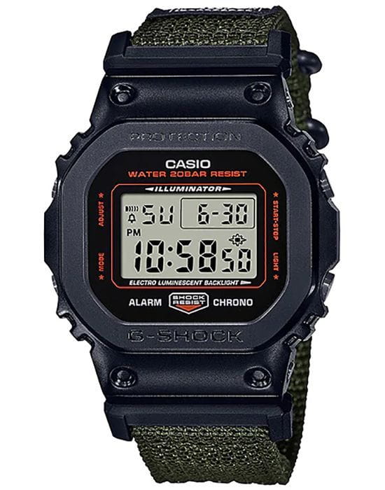 Casio Casio G-Shock GM-5600EY-1 лимитированной серии GM-5600EY-1DR электронные мужские часы черный циферблат, браслет тканевый — вид спереди