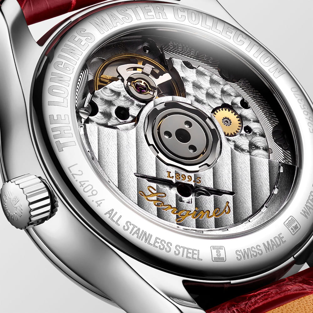Longines Longines Master Collection L2.409.4.87.2 механические женские часы часы крупный план белый циферблата