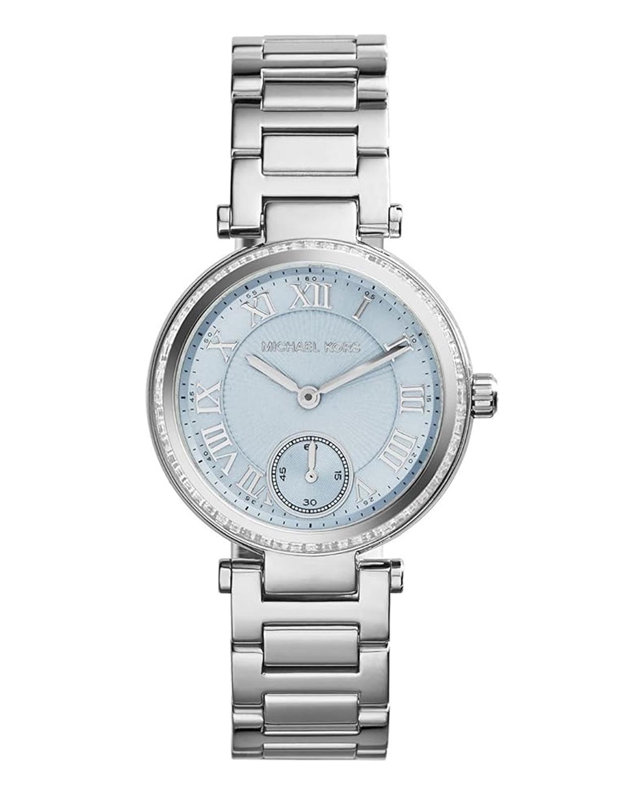 Michael Kors Michael Kors Skylar MK5988  MK5988 кварцевые женские часы голубой циферблат, браслет нержавеющая сталь — вид спереди