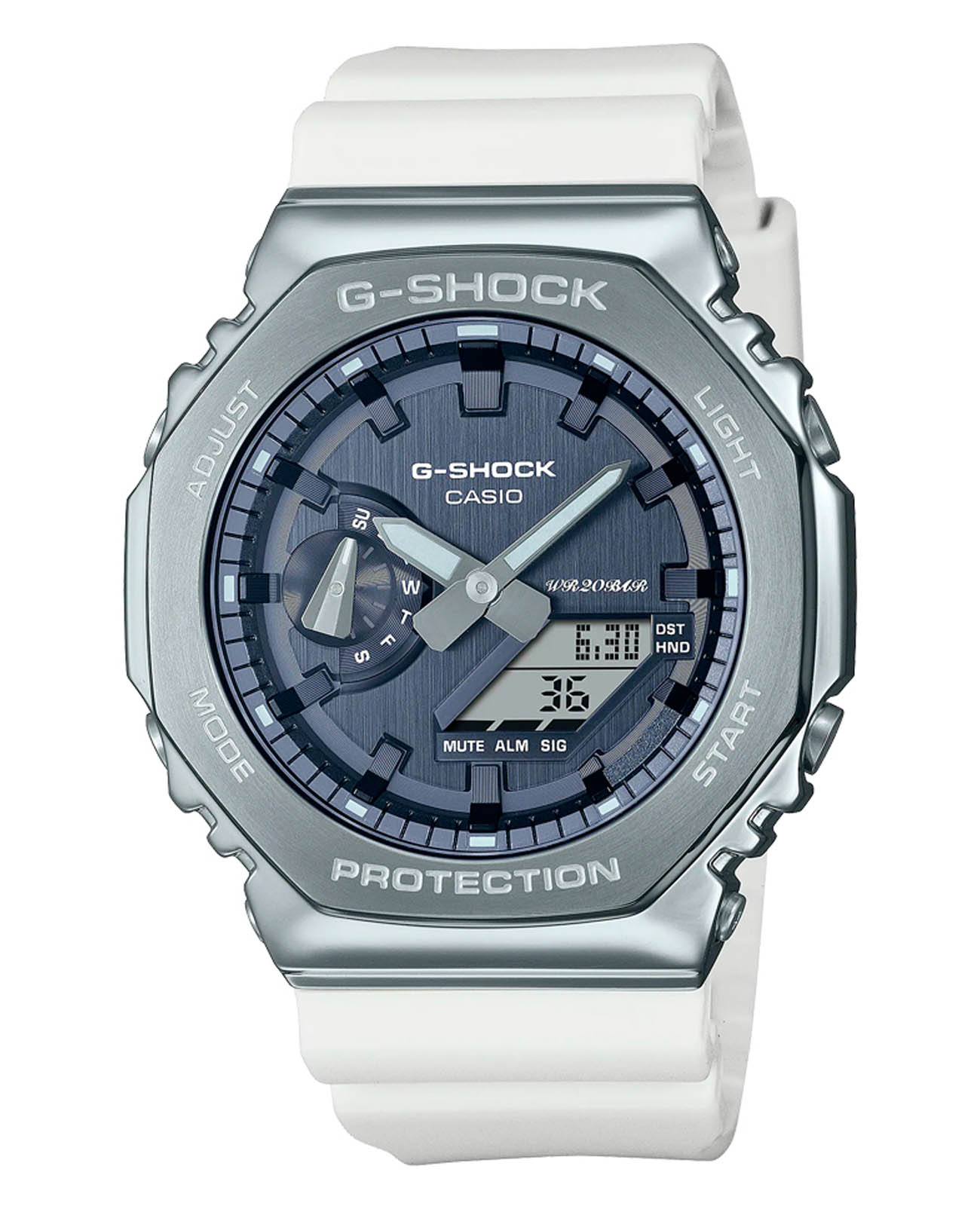Casio Casio G-Shock GM-2100WS-7ADR (GM-2100WS-7A) GM GM-2100WS-7A электронные мужские часы серый циферблат, браслет полимер — вид спереди