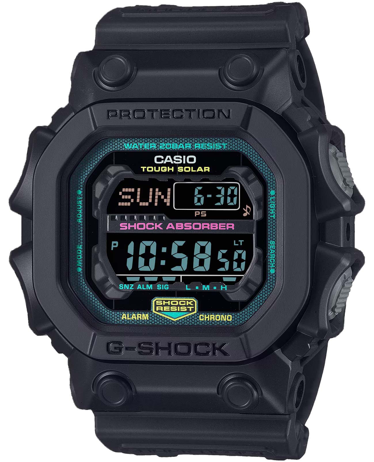 Casio Casio G-Shock GX-56MF-1DR (GX-56MF-1) лимитированной серии GX-56MF-1 электронные мужские часы черный циферблат, браслет пластик — вид спереди