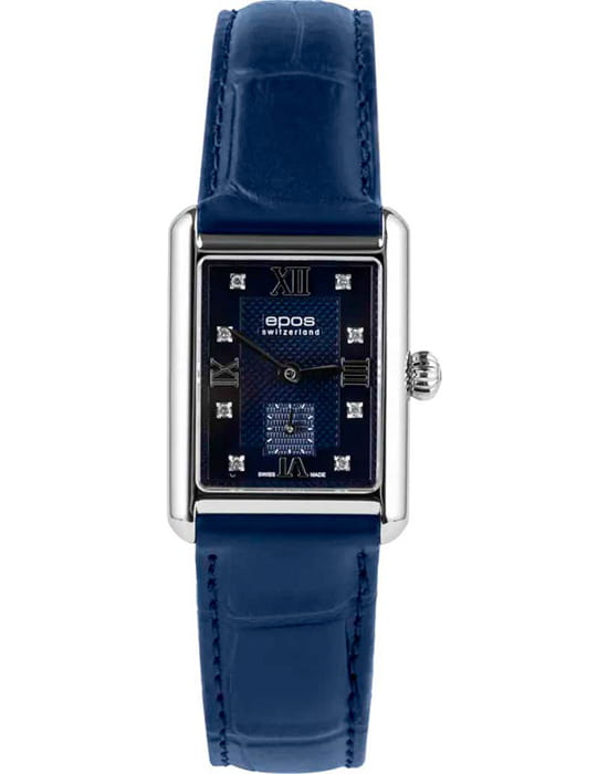 Epos Epos Ladies 8002.702.20.86.16  8002.702.20.86.16 кварцевые женские часы черный циферблат, браслет кожаный — вид спереди