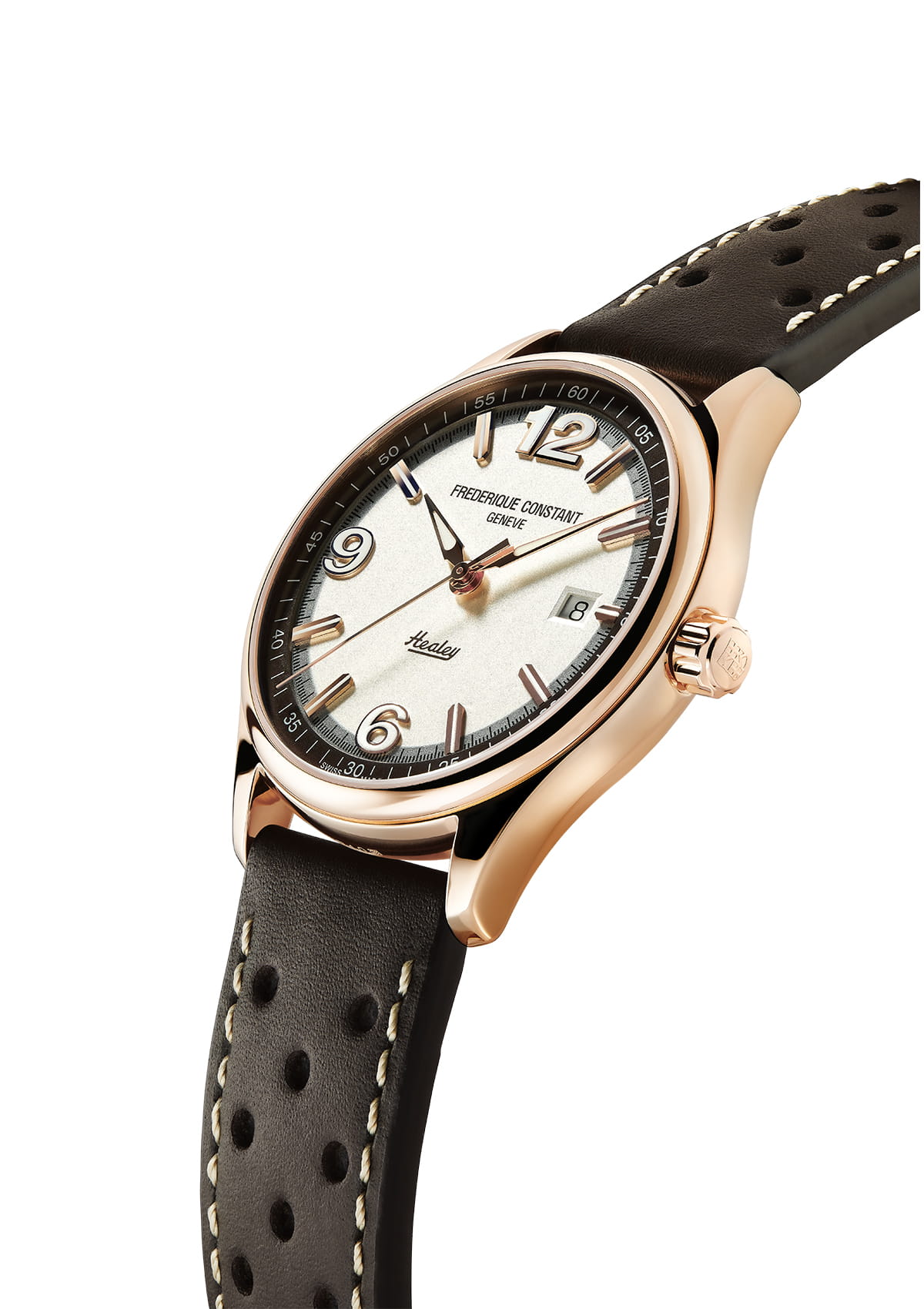 Frederique Constant Frederique Constant Vintage Rally Healey Automatic FC-303HVBR5B4,  швейцария мужские часы на браслете кожаный боковой вид