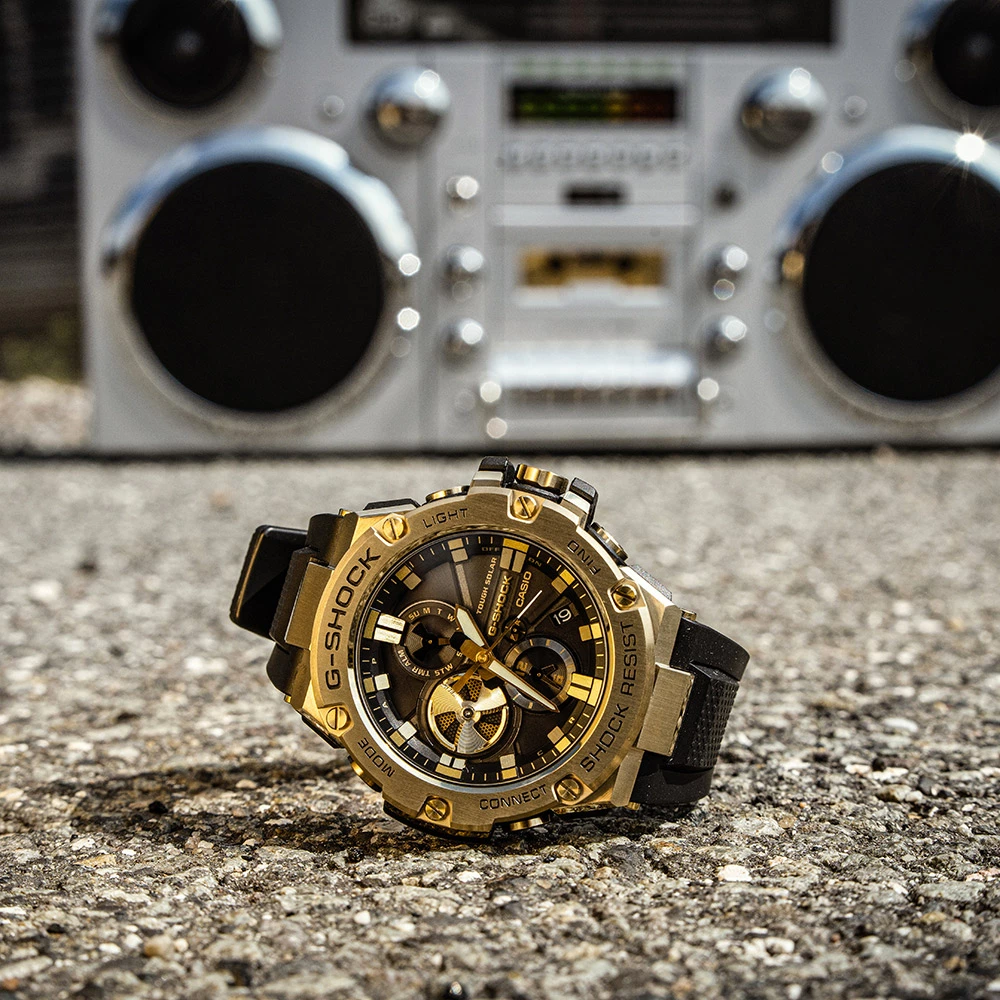 Casio Casio G-Shock GST-B100GB-1A9DR (GST-B100GB-1A9), g-shock япония мужские часы на браслете пластик боковой вид