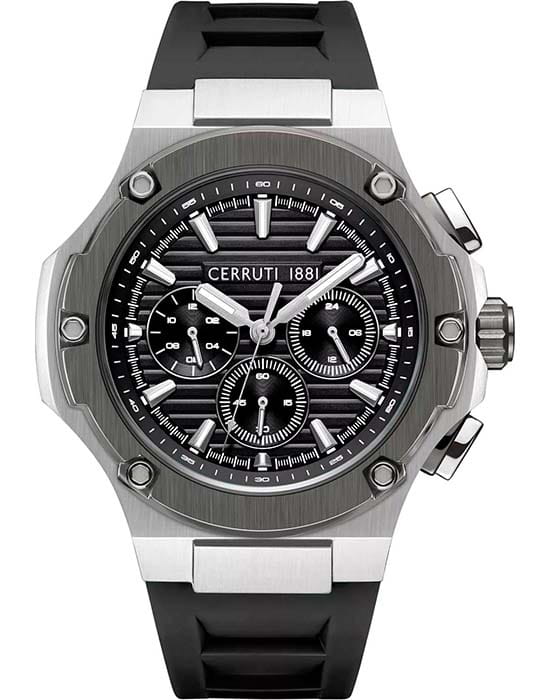 Cerruti 1881 Cerruti 1881 Lucardo CIWGQ0085701  CIWGQ0085701 кварцевые мужские часы черный циферблат, браслет силикон — вид спереди