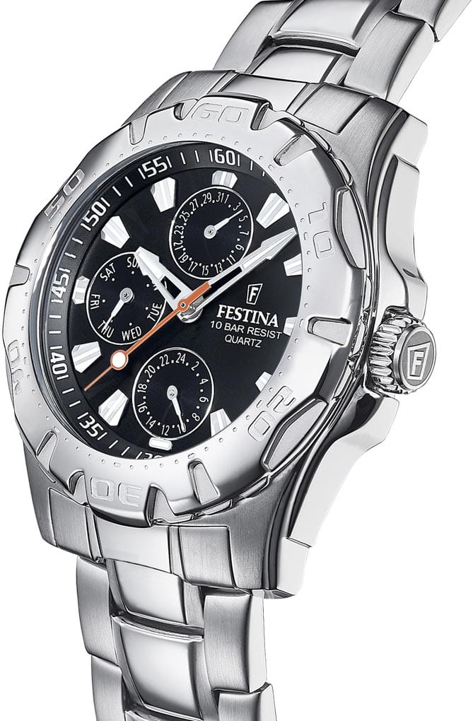 Festina Festina Multifuncion F16242/L,  испания мужские часы на браслете нержавеющая сталь 316l боковой вид