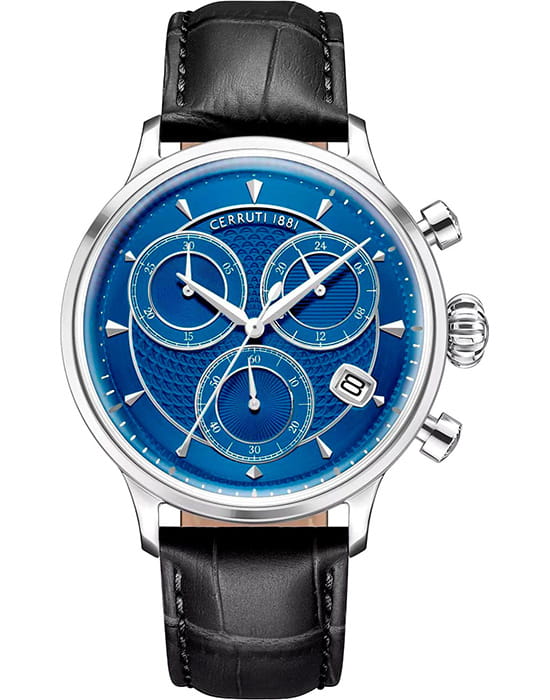 Cerruti 1881 Cerruti 1881 Dervio CIWGC0073303  CIWGC0073303 кварцевые мужские часы синий циферблат, браслет кожаный — вид спереди