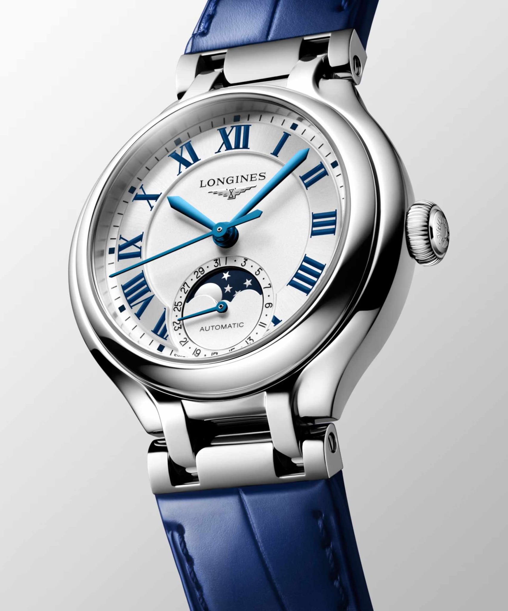 Оригинальные часы Longines Longines PrimaLuna L8.126.4.71.2 механические калибр механизма l899 общий вид