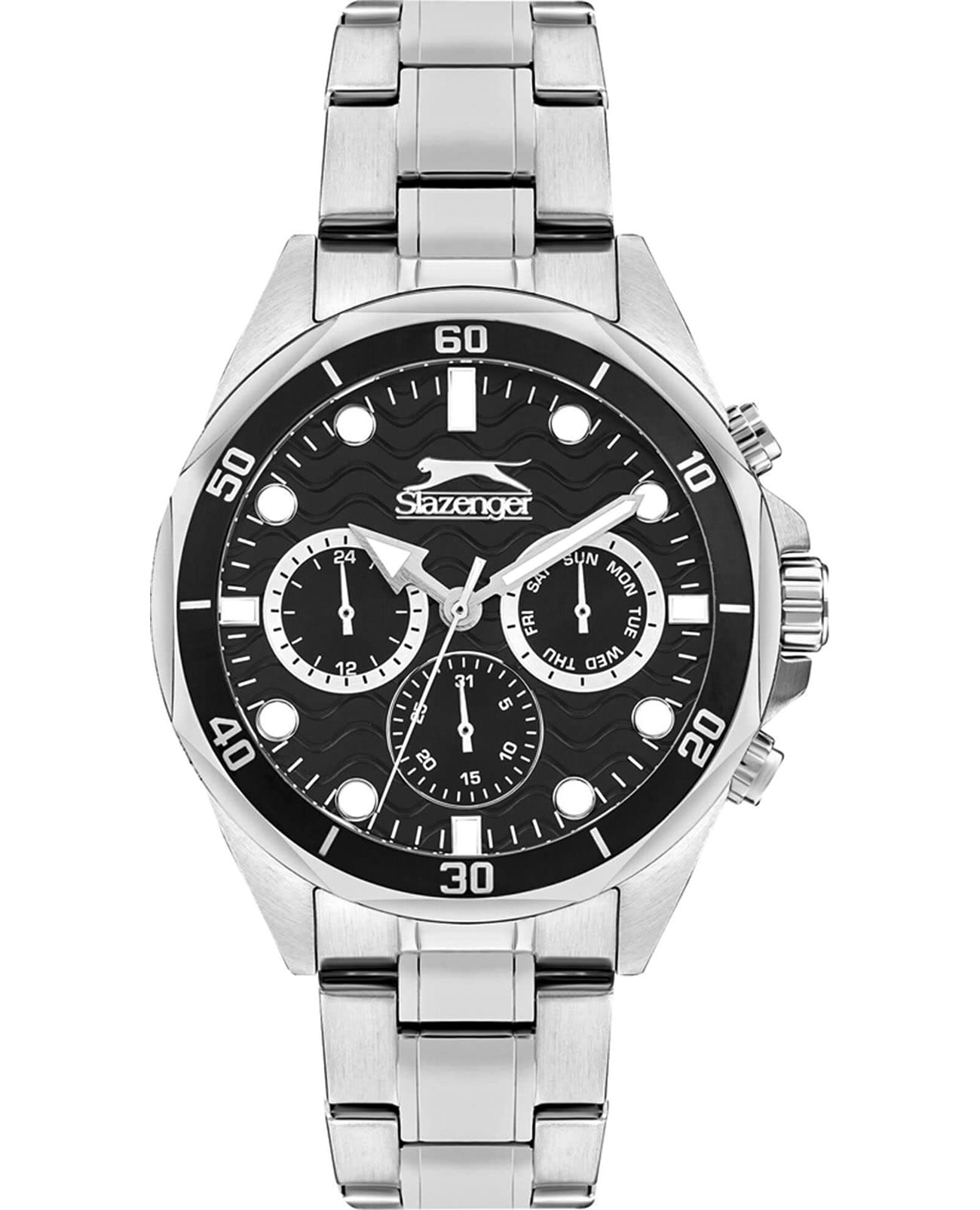 Slazenger Slazenger SL.09.2309.2.01  SL.09.2309.2.01 кварцевые мужские часы черный циферблат, браслет суперметалл — вид спереди
