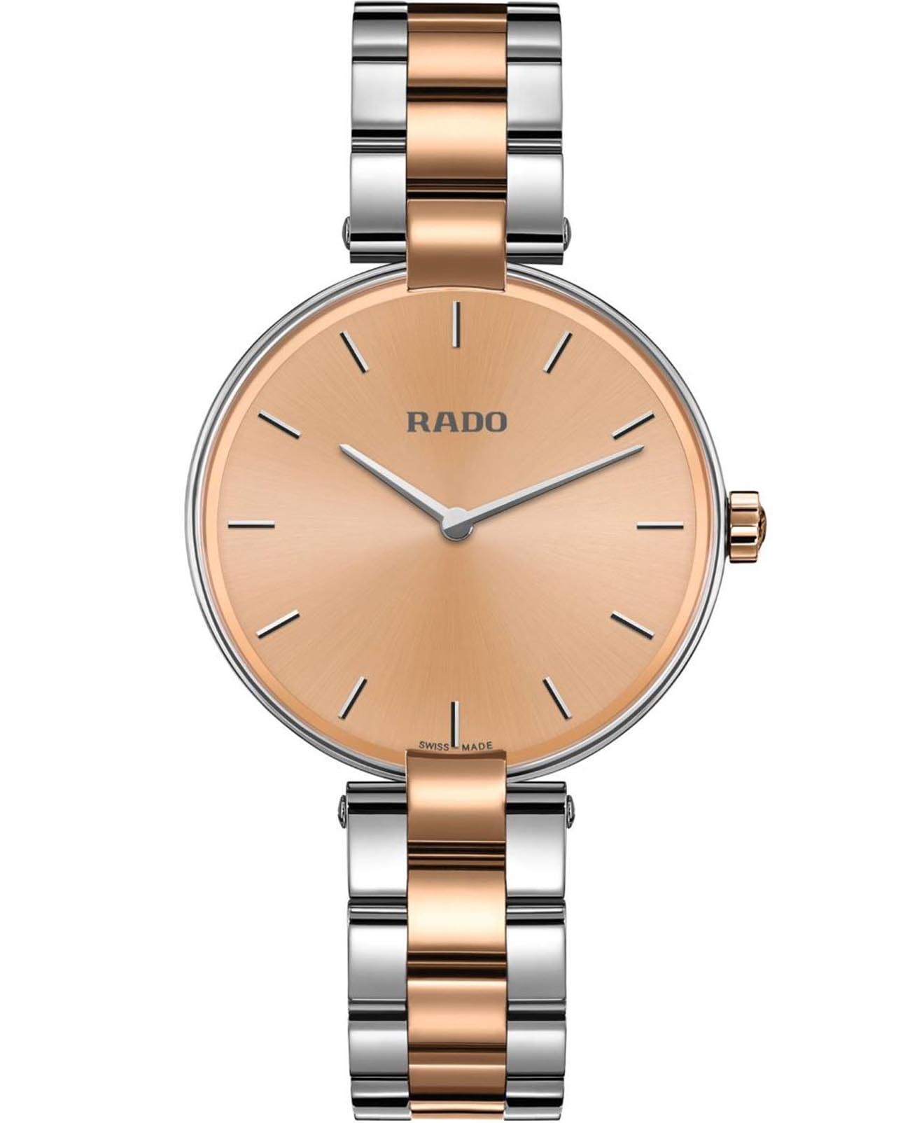 Rado Rado Coupole R22850303  R22850303 кварцевые женские часы золотой циферблат, браслет нержавеющая сталь с pvd-покрытием — вид спереди