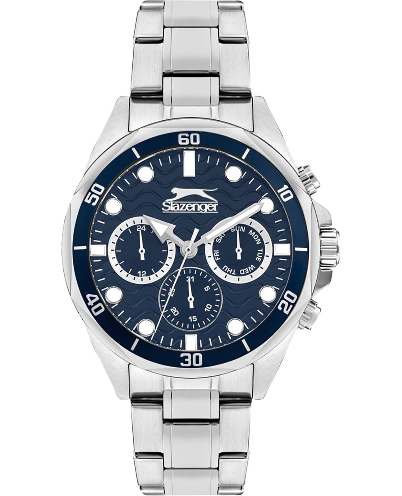 Slazenger Slazenger SL.09.2309.2.03  SL.09.2309.2.03 кварцевые мужские часы синий циферблат, браслет суперметалл — вид спереди