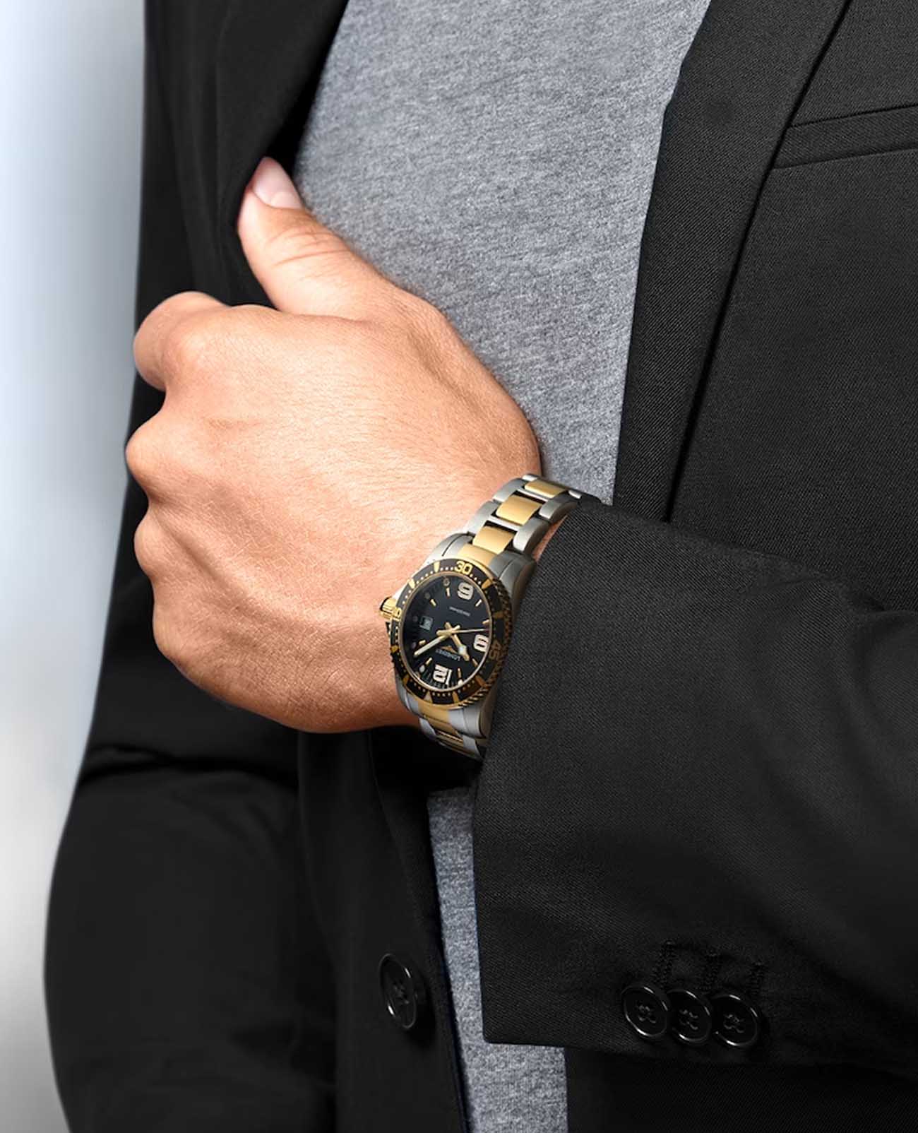 Longines Longines Hydroconquest L3.740.3.56.7 мужские часы черный циферблат на запястье