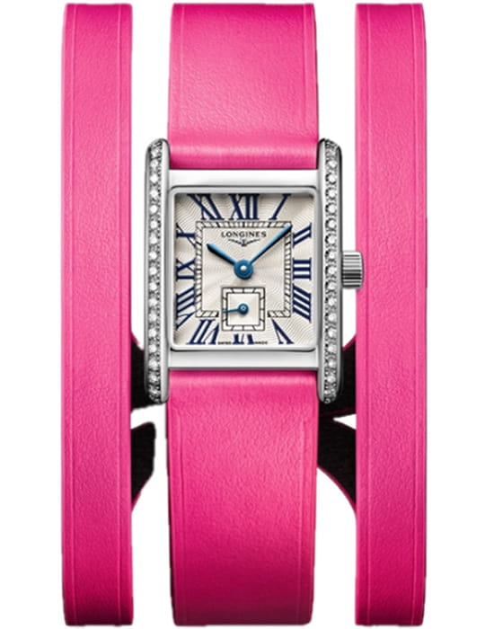 Longines Longines Mini DolceVita L5.200.0.71.4  L52000714 кварцевые женские часы бежевый циферблат, браслет кожаный — вид спереди