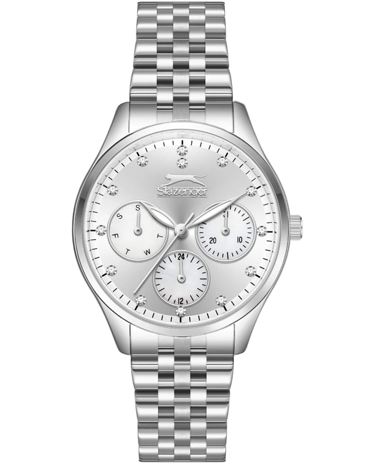 Slazenger Slazenger SL.09.2404.4.01  SL.09.2404.4.01 кварцевые женские часы серебристый циферблат, браслет суперметалл — вид спереди
