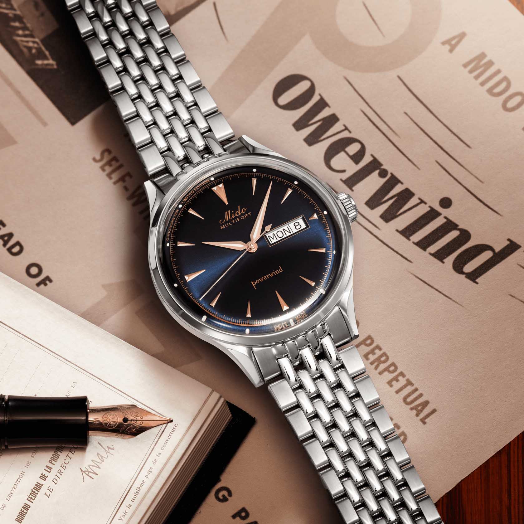 Mido Mido Multifort Powerwind M040.408.11.041.00 мужские часы синий циферблат на запястье