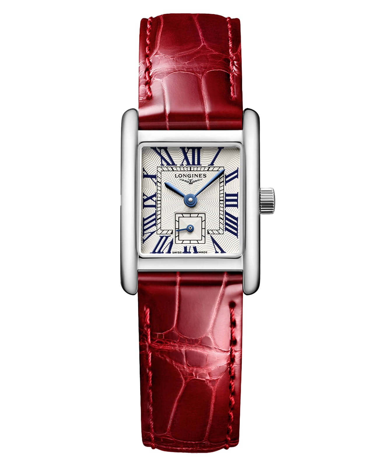 Longines Longines DolceVita L5.200.4.71.5  L52004715 кварцевые женские часы серебристый циферблат, браслет кожаный — вид спереди